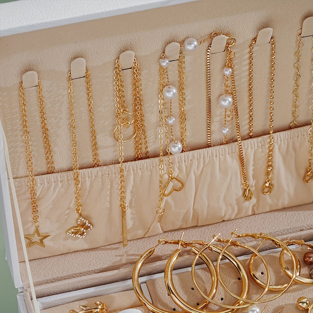 56pcs Chic Jewelry Set – Necklaces, Earrings, Rings