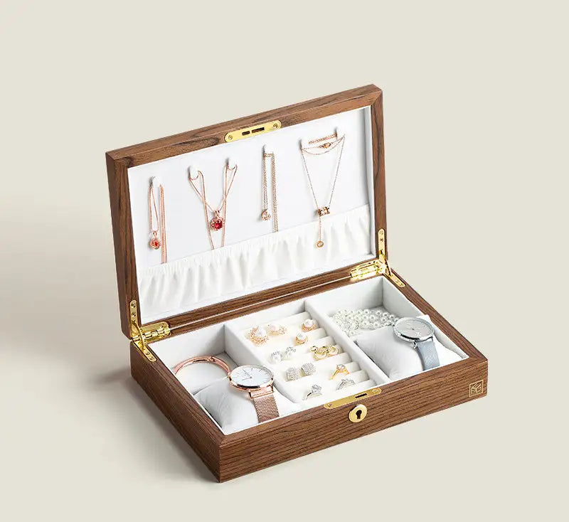 Wooden Jewelry Box & Holder for Accessories