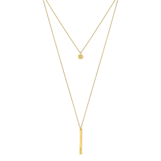 Stylish Layered Bar Bullet Necklace - Chic & Modern