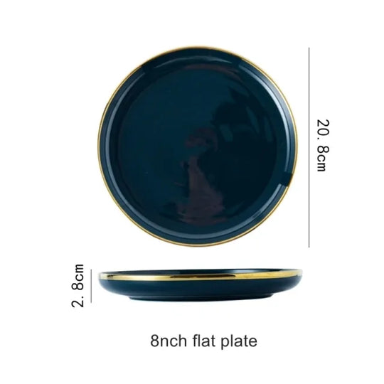 Elegant Blue Porcelain Dinner Plates - Stylish & Durable