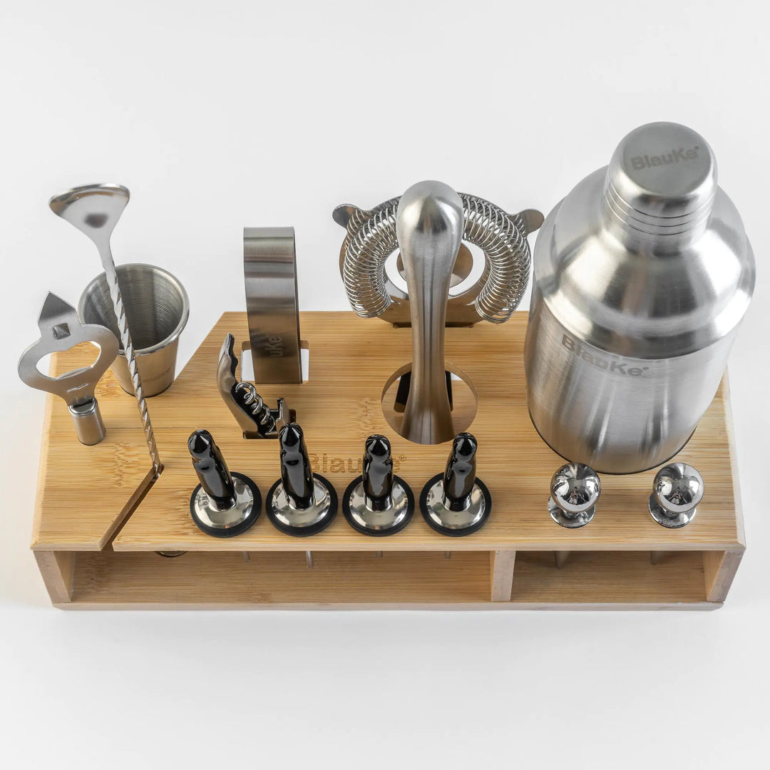 17-Piece Stainless Steel Cocktail Shaker Set with Stand