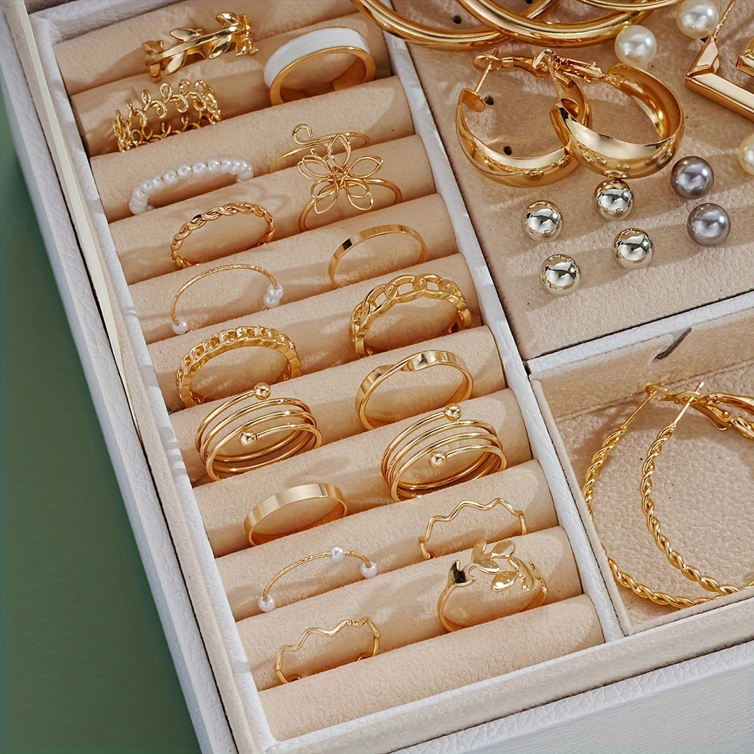 56pcs Chic Jewelry Set – Necklaces, Earrings, Rings