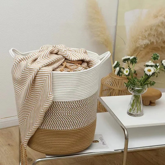 Thick Cotton Rope Laundry Bucket – Durable & Stylish