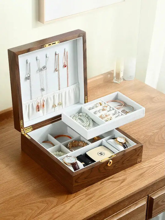 Wooden Jewelry Box & Holder for Accessories