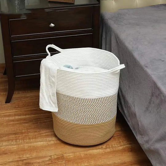 Thick Cotton Rope Laundry Bucket – Durable & Stylish