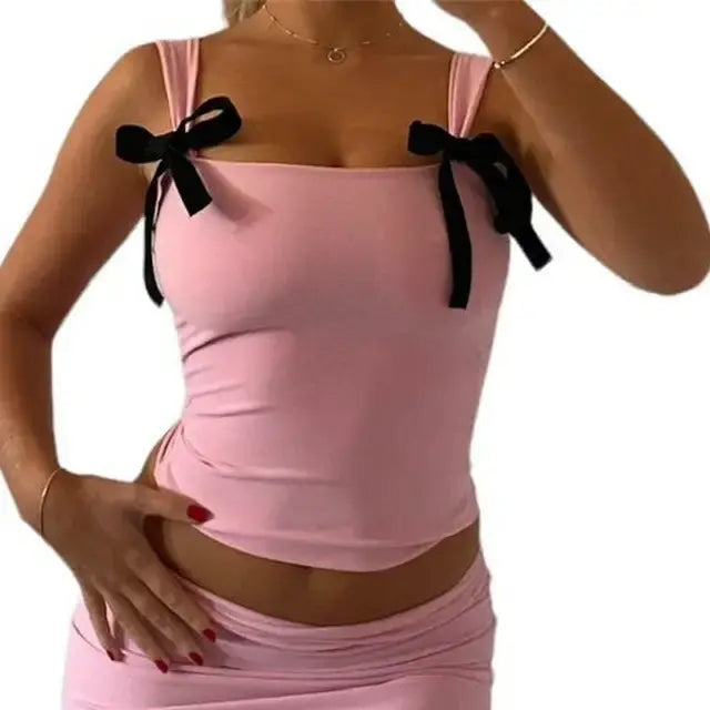 Women's Sleeveless Bow Front Tank Tops