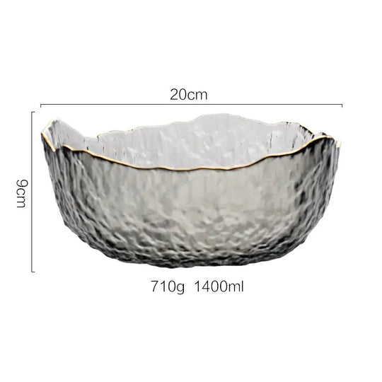 Gold Inlay Glass Serving Bowl - Elegant & Luxurious Design