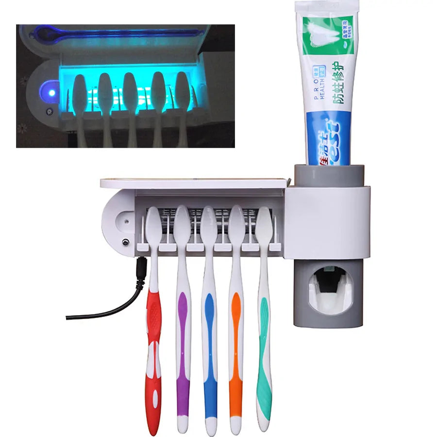 UV Toothbrush Holder & Toothpaste Dispenser - Hygienic Combo