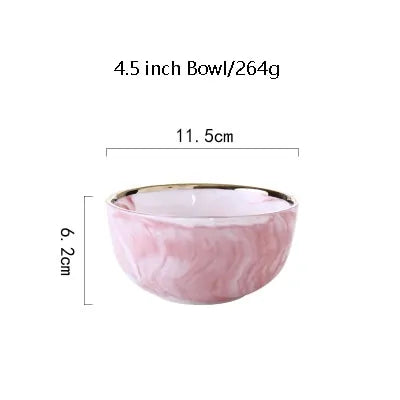 Elegant Pink Marble Dinnerware Set - Stylish Dinner Plates