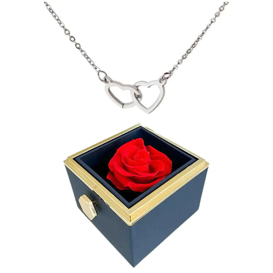 Infinite Rose With Engraved Heart Pendant