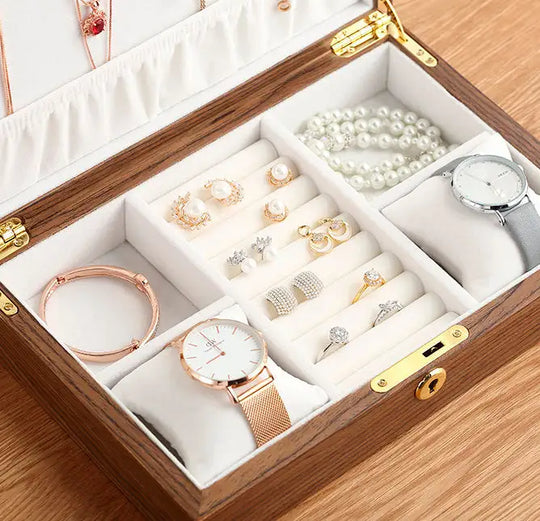 Wooden Jewelry Box & Holder for Accessories