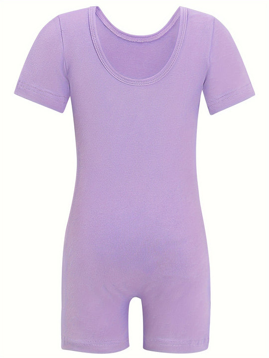 Comfy Crew Neck Gymnastics Romper for Kids