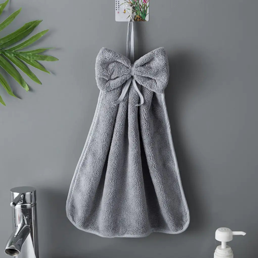 Coral Velvet Bowknot Hand Towels Set - Soft & Stylish