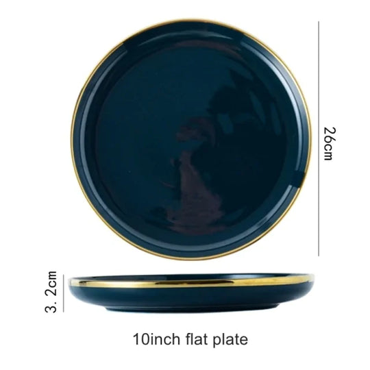 Elegant Blue Porcelain Dinner Plates - Stylish & Durable