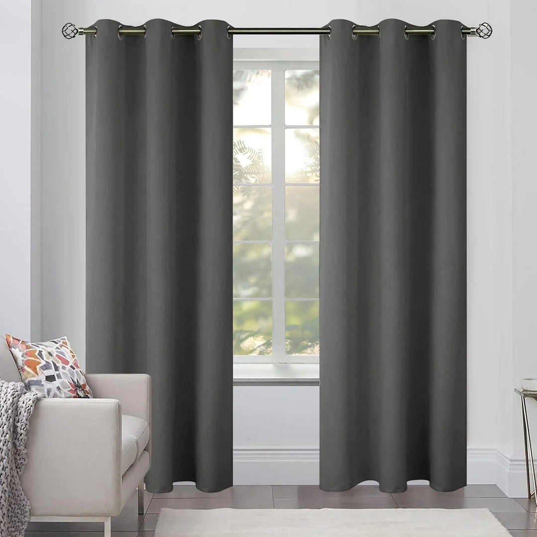 2 Panels Blackout Curtains for Bedroom with Grommet 42x84 inch Dark Grey