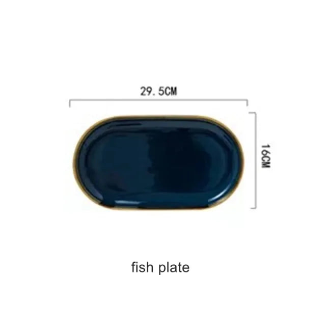 Elegant Blue Porcelain Dinner Plates - Stylish & Durable