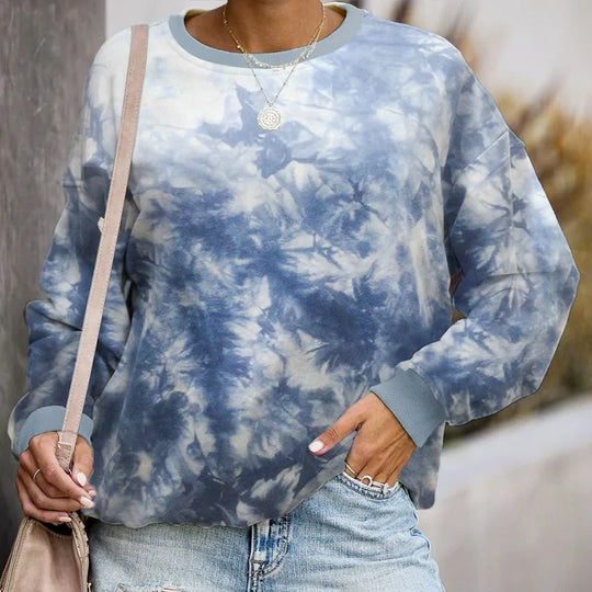 Women's Autumn Tie Dye Printed Pullover Top