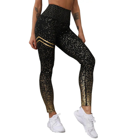 Women’s Gold Print Leggings - Stylish & Comfortable