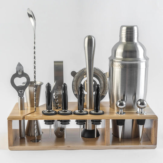 17-Piece Stainless Steel Cocktail Shaker Set with Stand