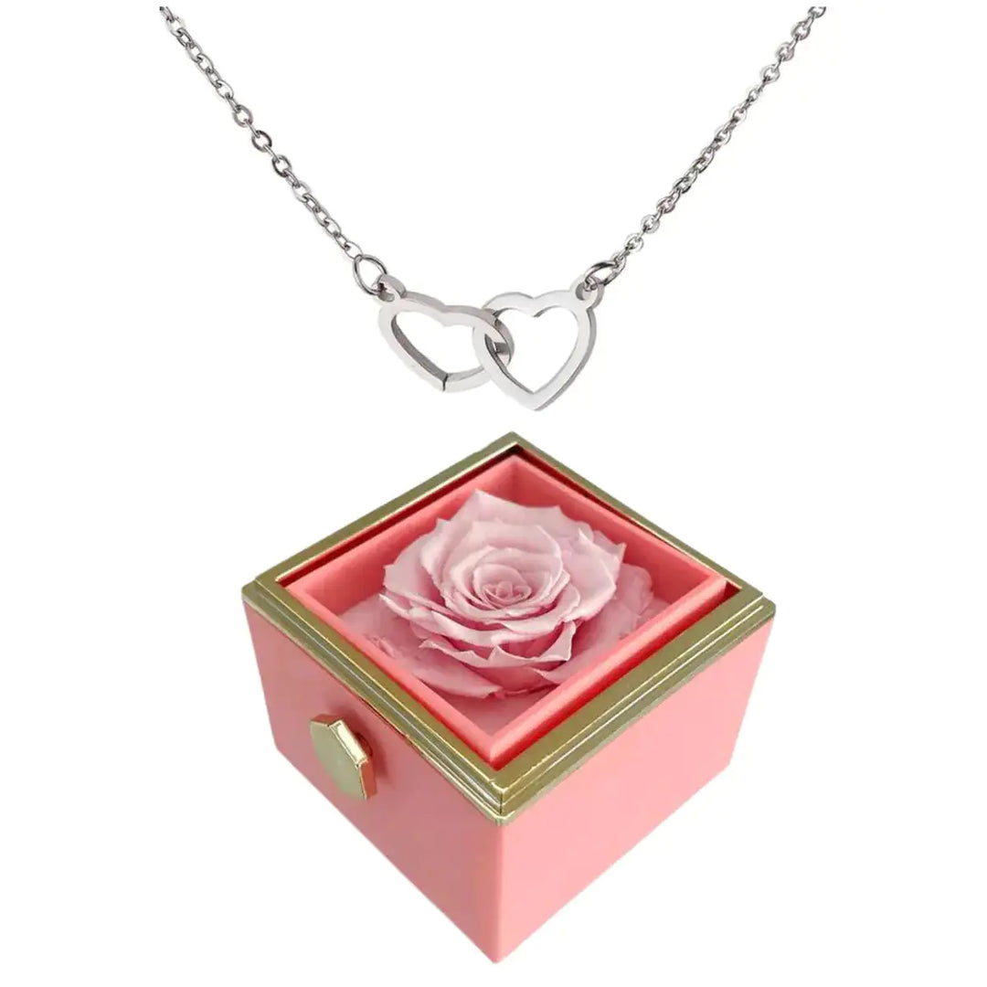 Infinite Rose With Engraved Heart Pendant