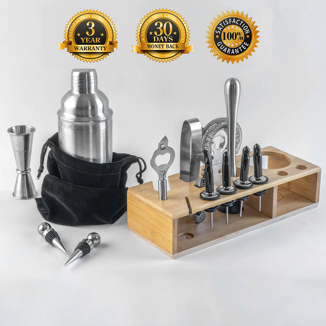 17-Piece Stainless Steel Cocktail Shaker Set with Stand