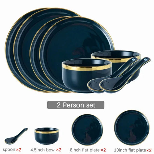 Elegant Blue Porcelain Dinner Plates - Stylish & Durable