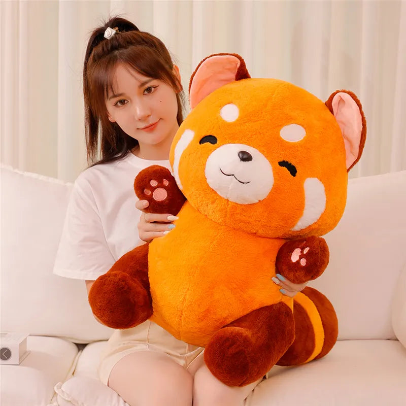 Fluffy Red Panda Plush Doll - Stuffed Anime Figure with Huggable Fluffy Hair for Kids