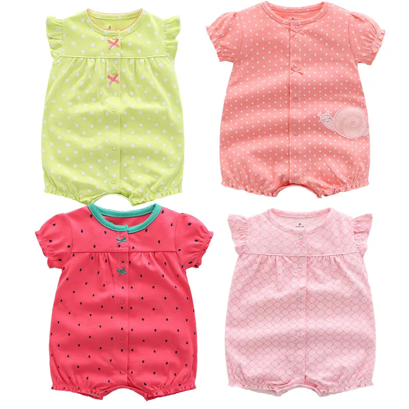 Cotton Baby Rompers - Newborn Baby Clothes, Infant Jumpsuits, Short Sleeve Kids Clothing