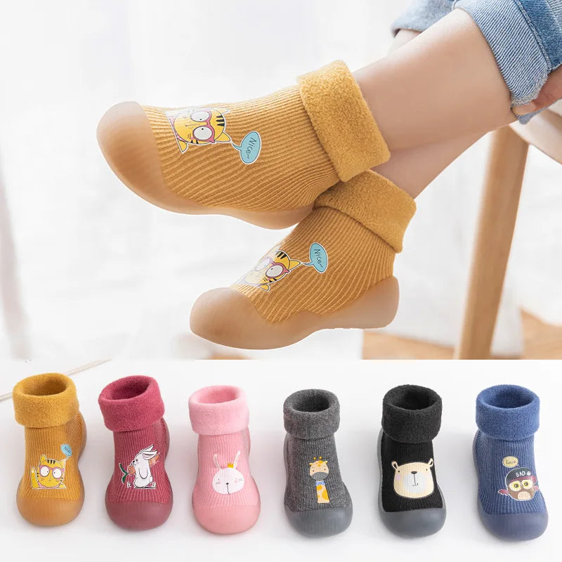Warm Velvet Toddler Shoes & Socks - Autumn/Winter High Tube, Soft Bottom for Boys & Girls Indoor Comfort