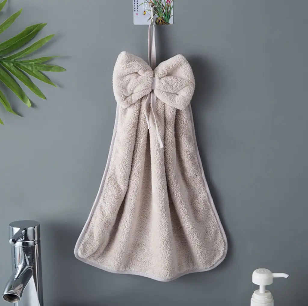 Coral Velvet Bowknot Hand Towels Set - Soft & Stylish