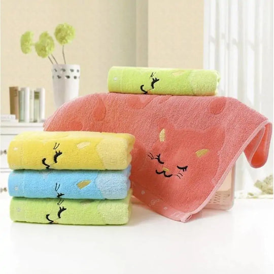 Soft Bamboo Fiber Kitten Hand Towels - Eco-Friendly Care