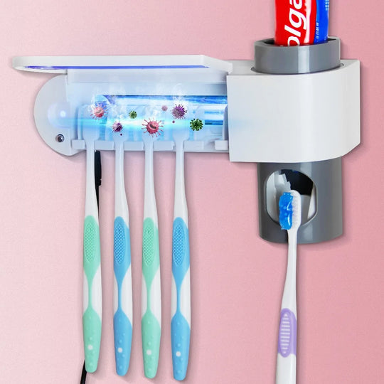 UV Toothbrush Holder & Toothpaste Dispenser - Hygienic Combo