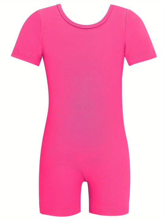 Comfy Crew Neck Gymnastics Romper for Kids