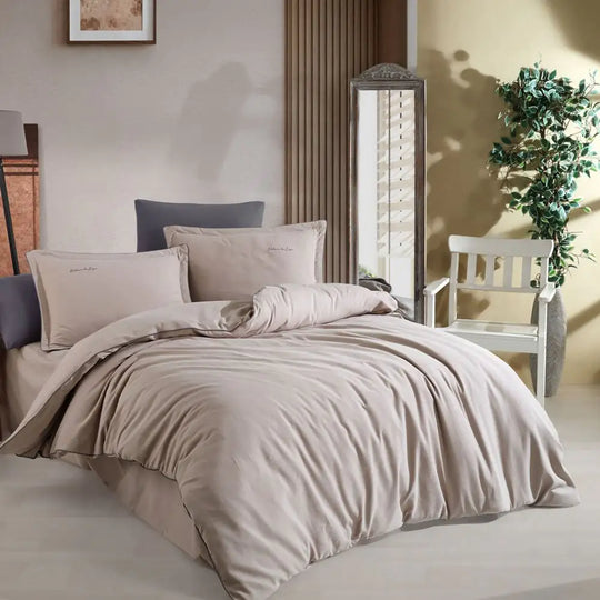 Hobby Twill Double Duvet Cover Set - Stone