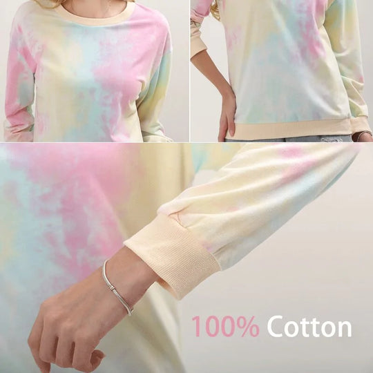 Women's Autumn Tie Dye Printed Pullover Top