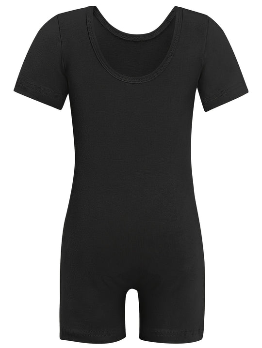 Comfy Crew Neck Gymnastics Romper for Kids