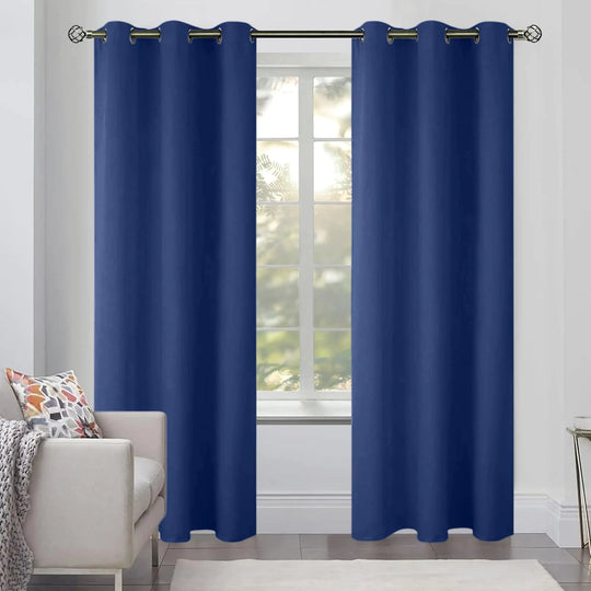 2 Pack Blackout Curtains for Bedroom with Grommet 42x84 inch Navy Blue