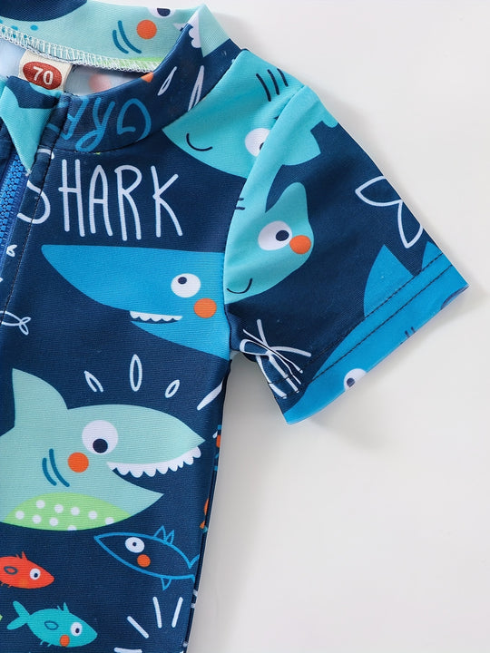 Toddler Boys Shark Swimsuit: Stretchy Beachwear