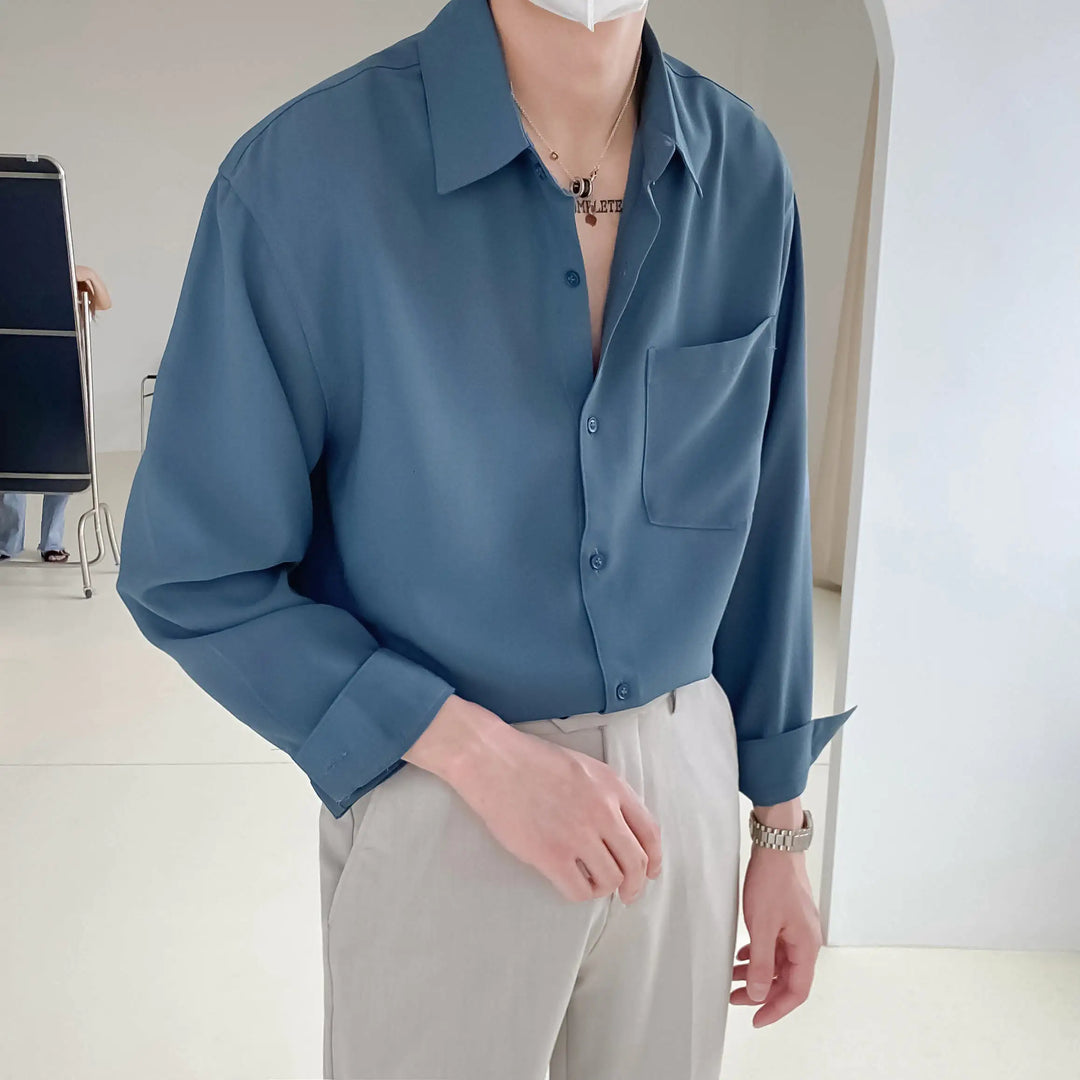 Men's Casual Button-Up Long Sleeve Shirt