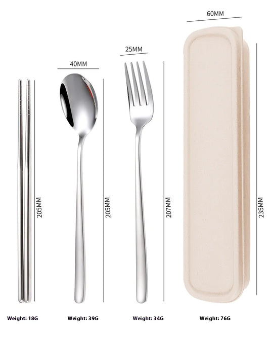 Portable Stainless Steel Cutlery Set - Durable & Compact