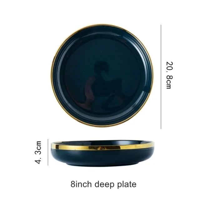 Elegant Blue Porcelain Dinner Plates - Stylish & Durable