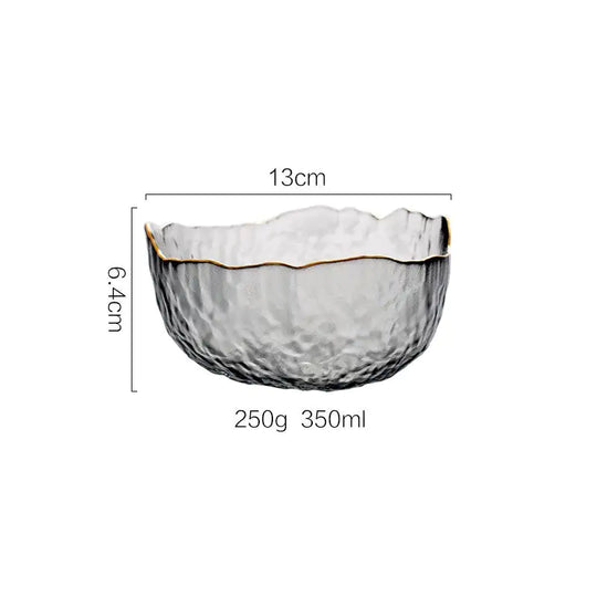 Gold Inlay Glass Serving Bowl - Elegant & Luxurious Design