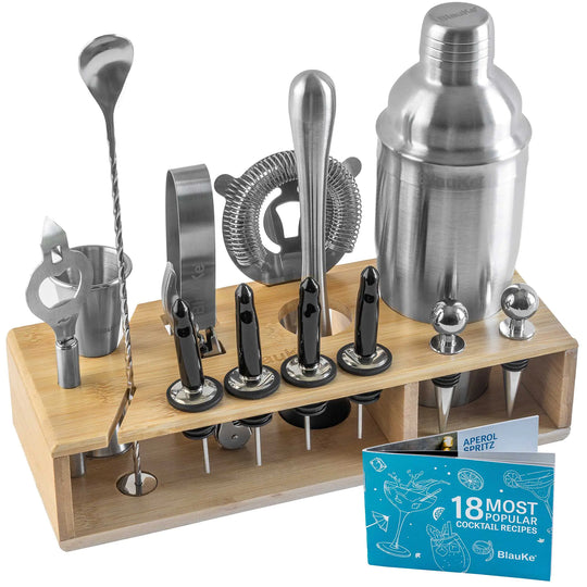 17-Piece Stainless Steel Cocktail Shaker Set with Stand