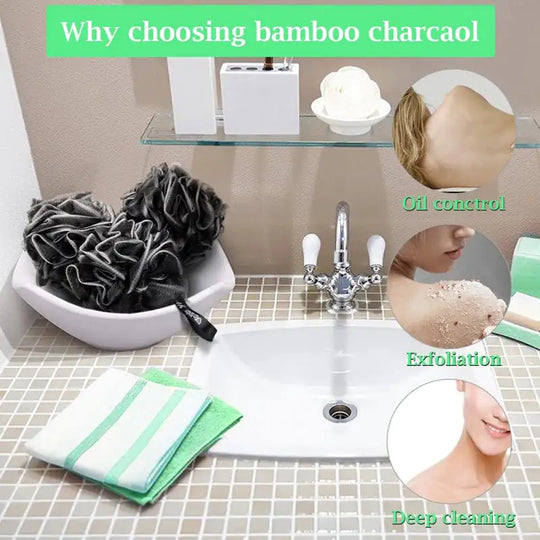 Bamboo Charcoal Bath Ball & Loofah - Spa Experience