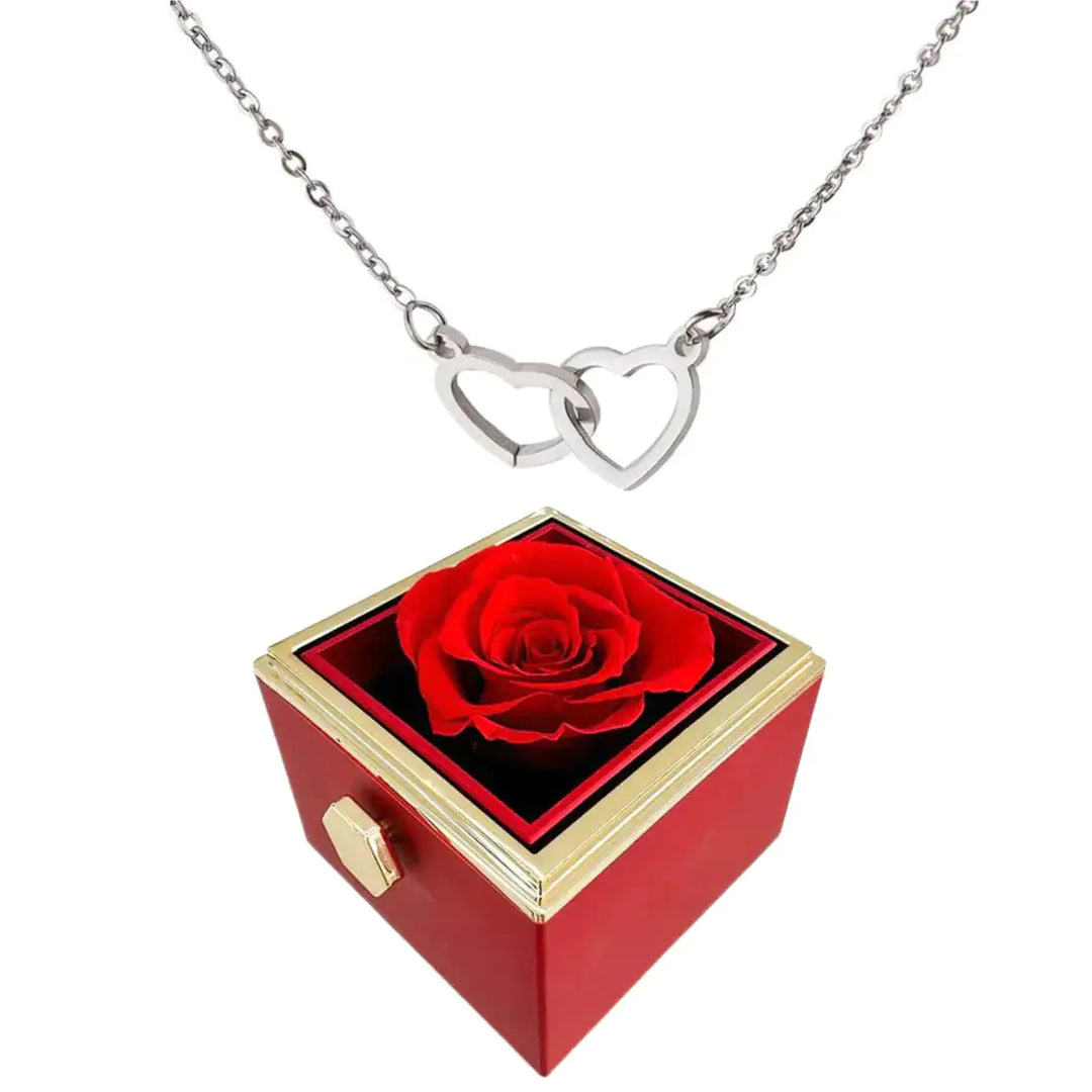 Infinite Rose With Engraved Heart Pendant