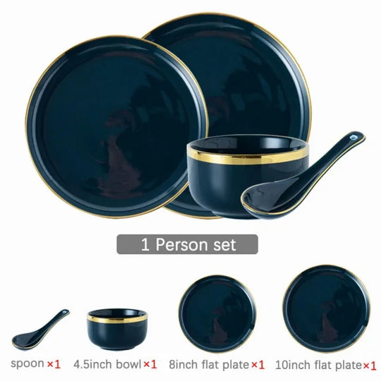 Elegant Blue Porcelain Dinner Plates - Stylish & Durable