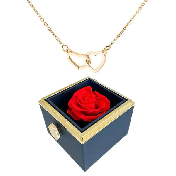 Infinite Rose With Engraved Heart Pendant