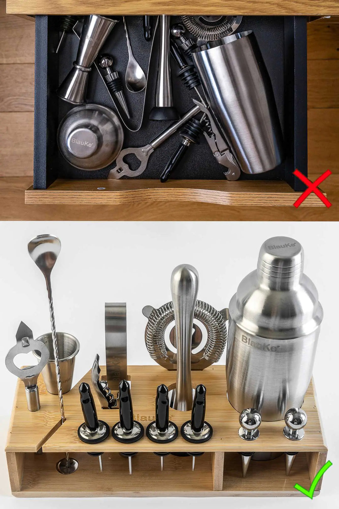 17-Piece Stainless Steel Cocktail Shaker Set with Stand