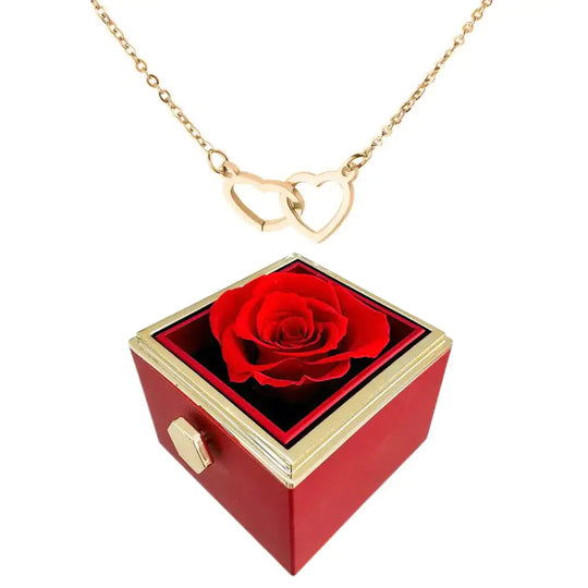 Infinite Rose With Engraved Heart Pendant