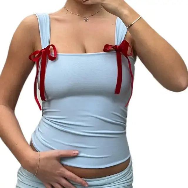 Women's Sleeveless Bow Front Tank Tops